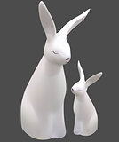 Sculpture of Two White Easter Bunnies