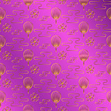 Japan fan gold on purple jewel color background.