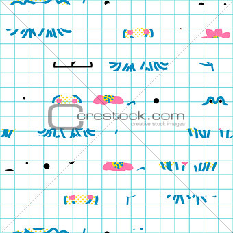 Checks and abstract stripes seamless vector pattern.