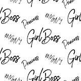 Girl boss brushstroke quotes seamless vector pattern.
