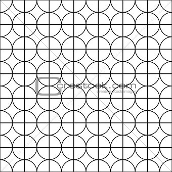 Simple seamless pattern with circles and lines. Vector geometric background