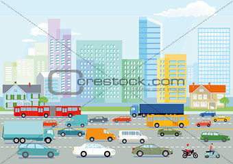 Highway in the big city illustration