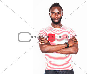 young handsome afro american man stylish hipster gesturing emoti