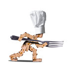 Cute chef box character with big fork