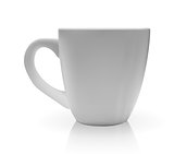 Realistic 3D model of cup white color. Vector Illustration.