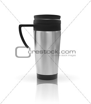 Realistic 3D model of thermos cup. Vector Illustration