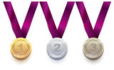 Set sport medal 1 gold, 2 silver, 3 bronze
