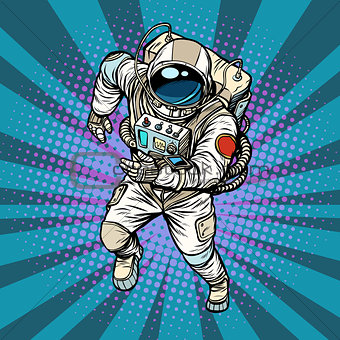 astronaut runs, the hero of space