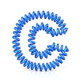 Spring, spiral cable font collection letter - C. 3D