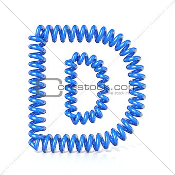 Spring, spiral cable font collection letter - D. 3D