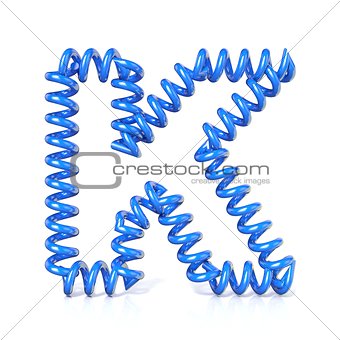 Spring, spiral cable font collection letter - K. 3D