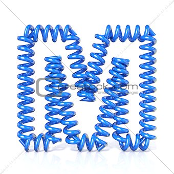 Spring, spiral cable font collection letter - M. 3D