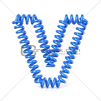 Spring, spiral cable font collection letter - V. 3D