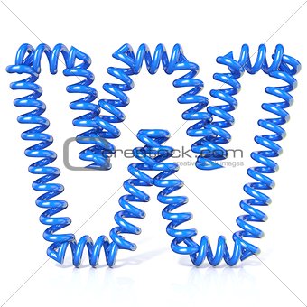 Spring, spiral cable font collection letter - W. 3D