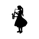 Silhouette girl music playing the saxophone