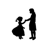Silhouette family girl with sister