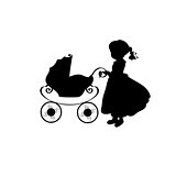 Silhouette family girl with sidecar
