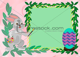 Easter card template with rabbit