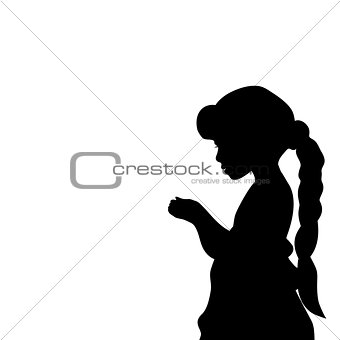 Silhouette girl holding hands presentation