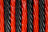 Alternating red and black licorice stripes.