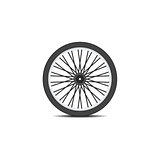 Bicycle wheel in black design with shadow