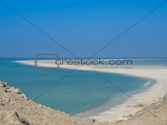 Panorama of Qalansiyah white sand beach, Soqotra island Yemen