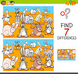 find differences with rabbits animal characters