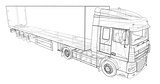 Large truck with a semitrailer. Template for placing graphics. 3d rendering.