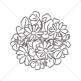 Chamomile floral rosette vector isolated composition.