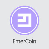 Emercoin Virtual Currency - Vector Trading Sign.