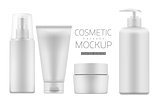 Set of cosmetic products on a white background.