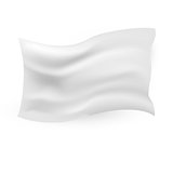 White waving flag template on background.