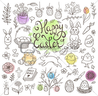 Doodle Easter design elements