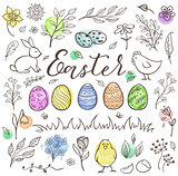 Hand drawn Easter doodle elements