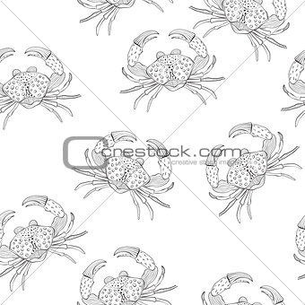 Vector Seamless Pattern with Crabs