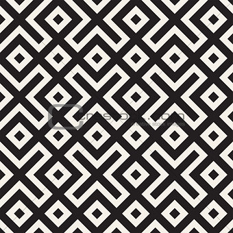 Stylish lines lattice. Ethnic monochrome texture. Abstract geometric background design. Vector seamless pattern.