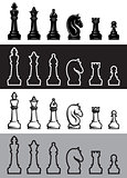 Four sets of chess icons. Vector illustration