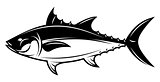 vector monochrome illustration with tuna for menu design
