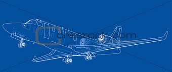 Airplane blueprint. Vector