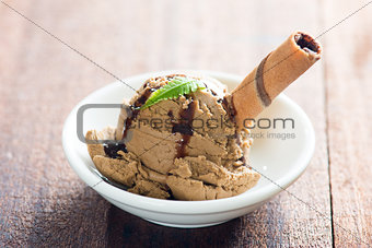 Close up chocolate ice cream 