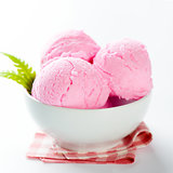 Strawberry ice cream in bowl