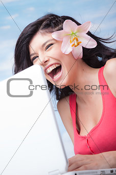 Laughing Girl Laptop Lilium