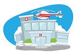 Hospital building with helicopter on its roof