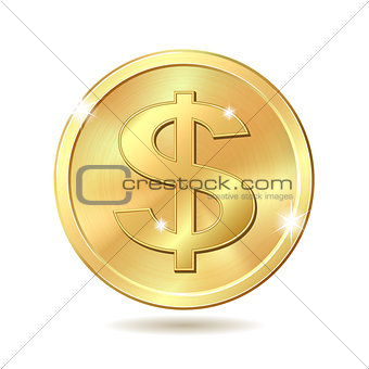 golden coin with dollar sign