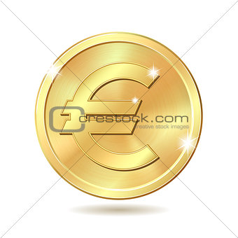 golden coin with euro sign