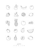 Pen line fruits icons