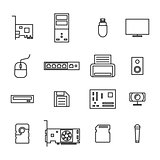 Computer icons from thin lines, vector illustration.