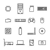 Computer icons from thin lines, vector illustration.
