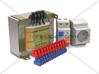Components of the power circuit (3d illustration).