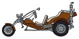 The brown heavy motor tricycle